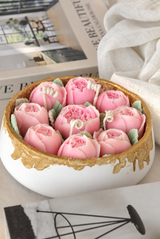 Peony Bouquet Candle in Ceramic Vase