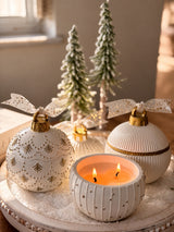 Snowflake-inspired handmade North Pole Christmas candle ornament