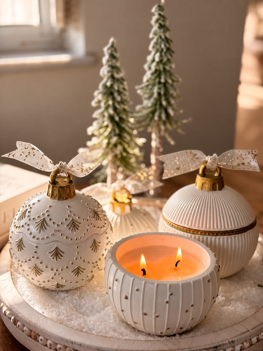 Snowflake-inspired handmade North Pole Christmas candle ornament
