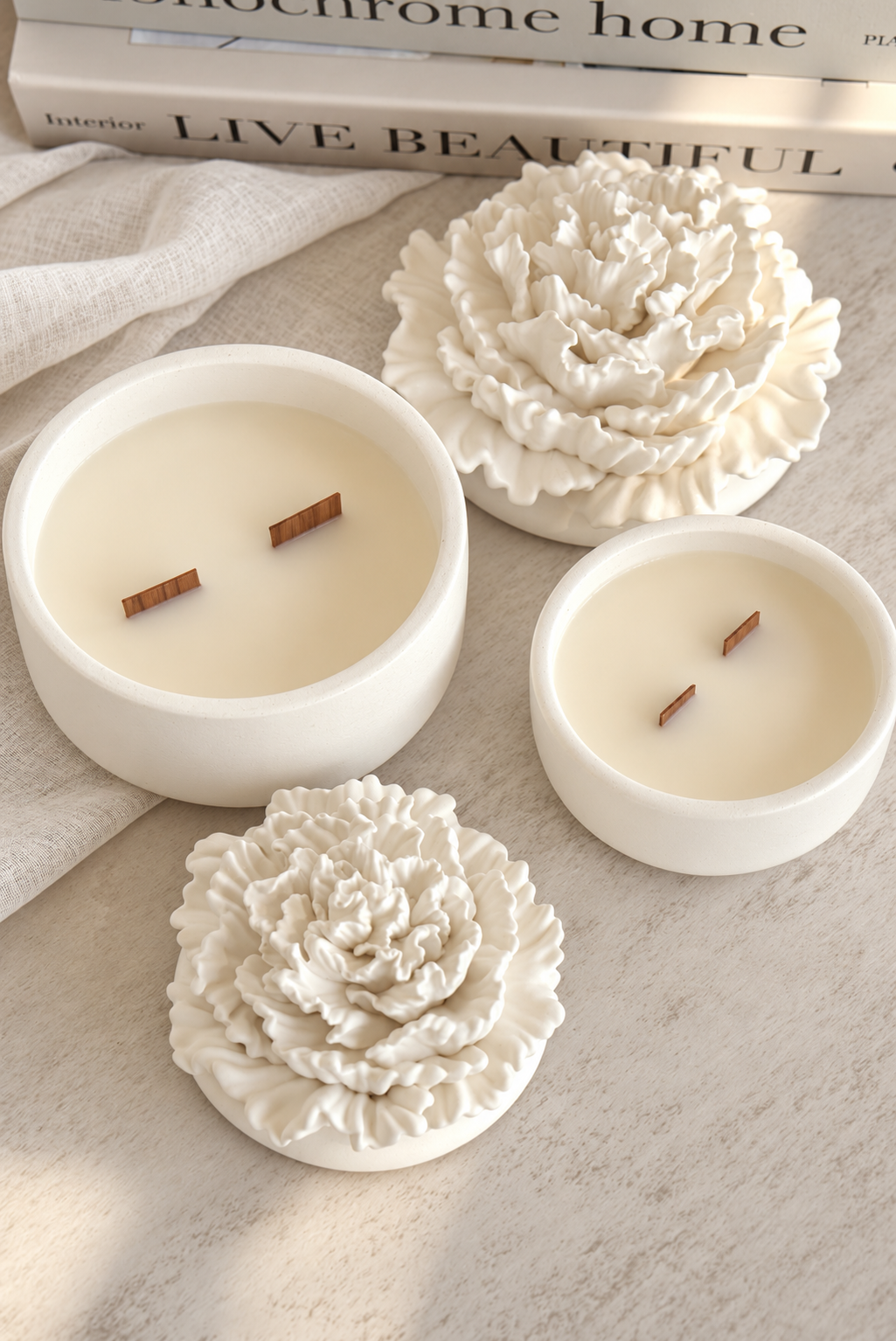 Peony Flower Candle