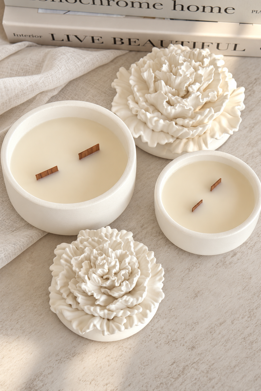 Peony Flower Candle