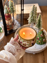 Handmade Nutcracker Christmas Tree Candle displayed in a festive home setting