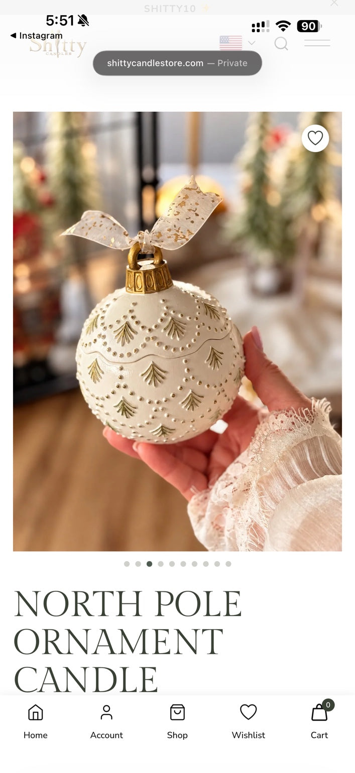 North Pole Ornament Candle — Noël Charm design